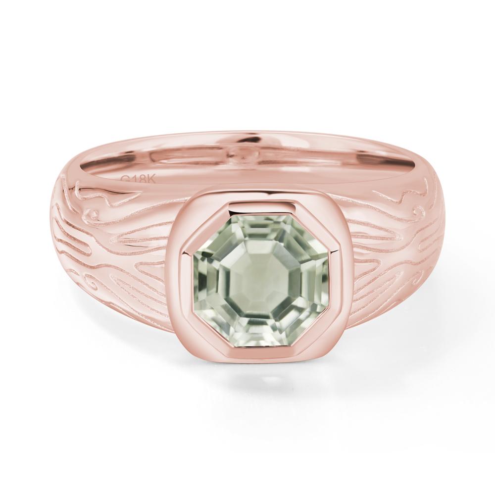 Octagon Cut Green Amethyst Ring for Men - LUO Jewelry #metal_18k rose gold