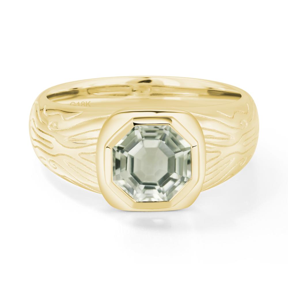 Octagon Cut Green Amethyst Ring for Men - LUO Jewelry #metal_18k yellow gold