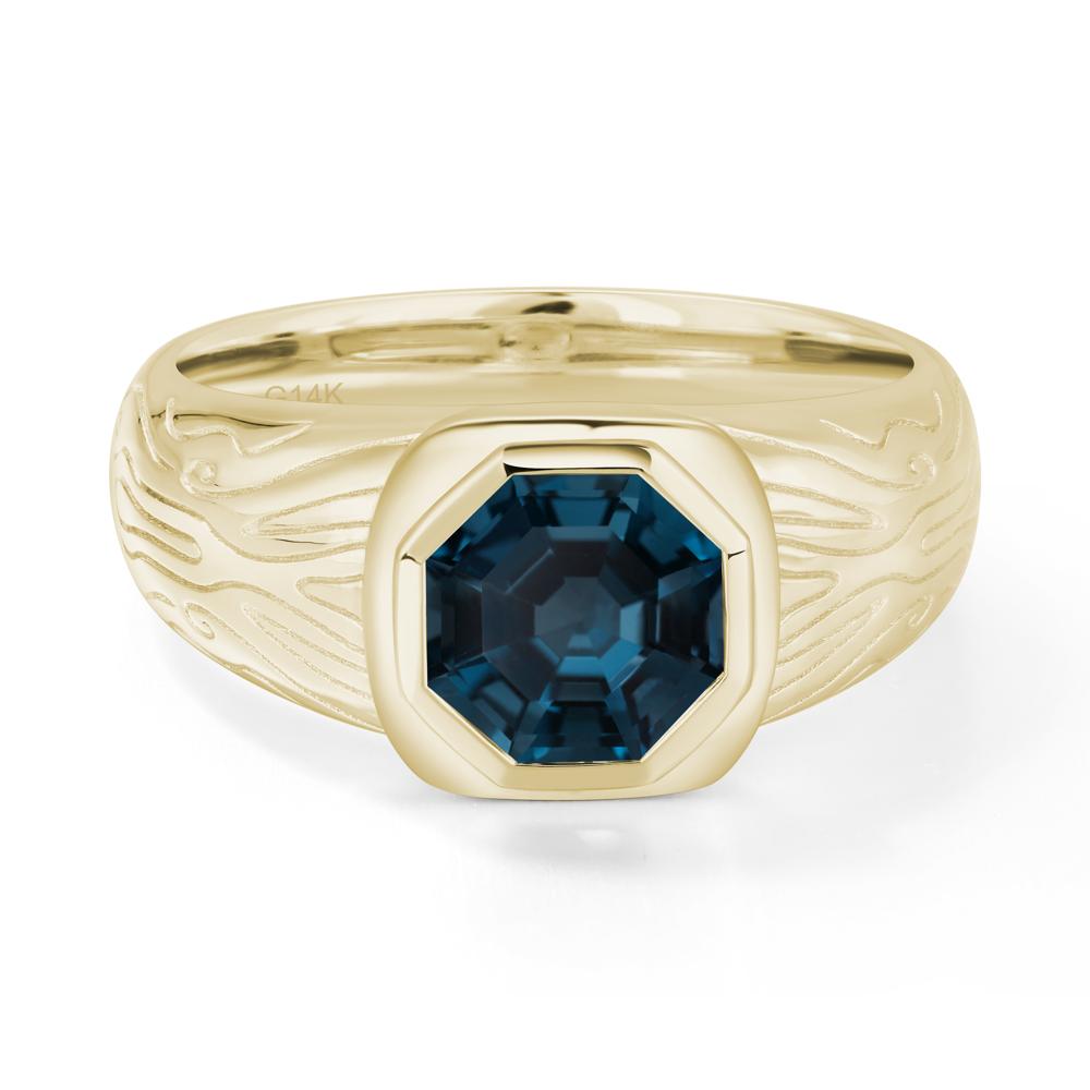 Octagon Cut London Blue Topaz Ring for Men - LUO Jewelry #metal_14k yellow gold