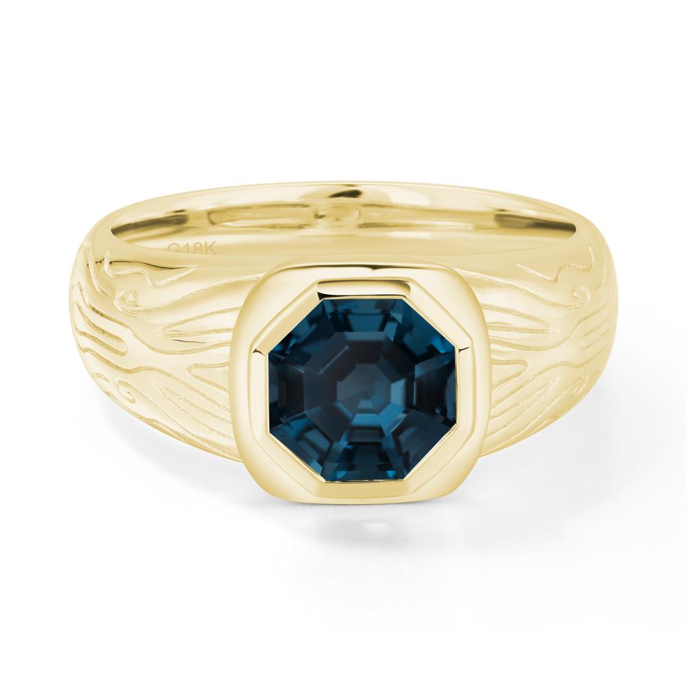 Octagon Cut London Blue Topaz Ring for Men - LUO Jewelry #metal_18k yellow gold