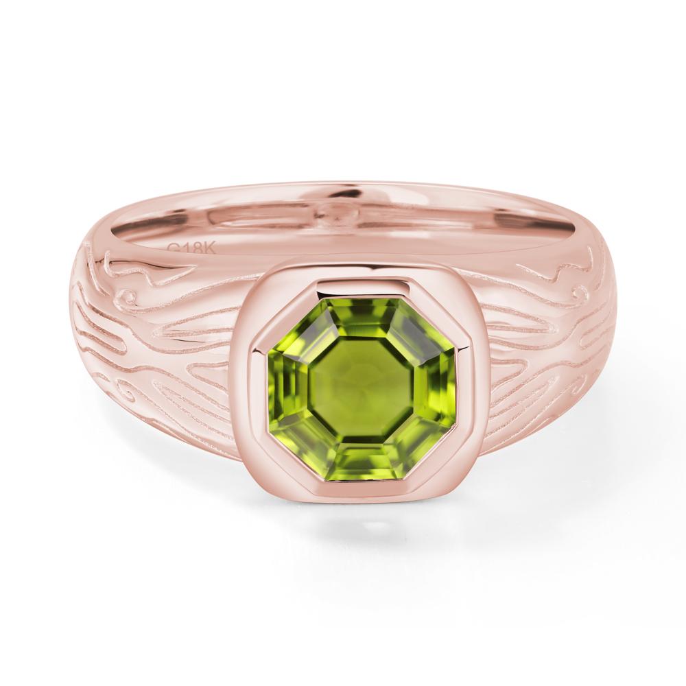 Octagon Cut Peridot Ring for Men - LUO Jewelry #metal_18k rose gold