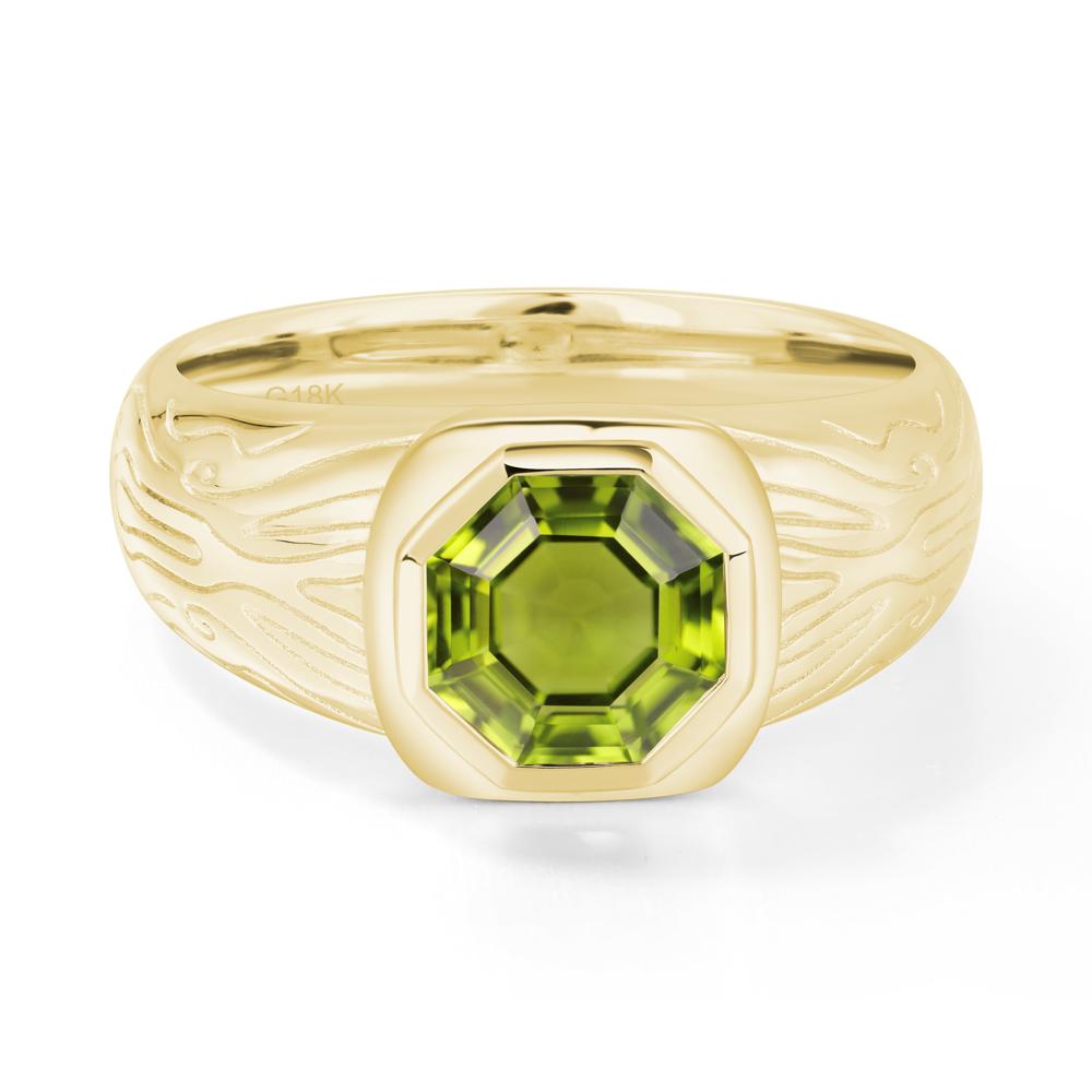 Octagon Cut Peridot Ring for Men - LUO Jewelry #metal_18k yellow gold