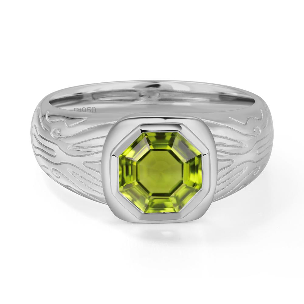 Octagon Cut Peridot Ring for Men - LUO Jewelry #metal_platinum