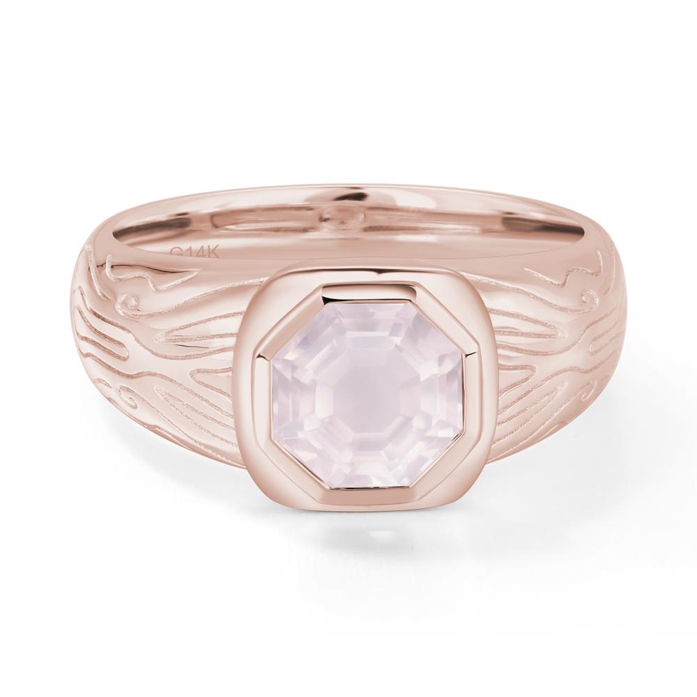 Cracked Rock Pattern Rose Quartz Ring for Men - LUO Jewelry #metal_14k rose gold