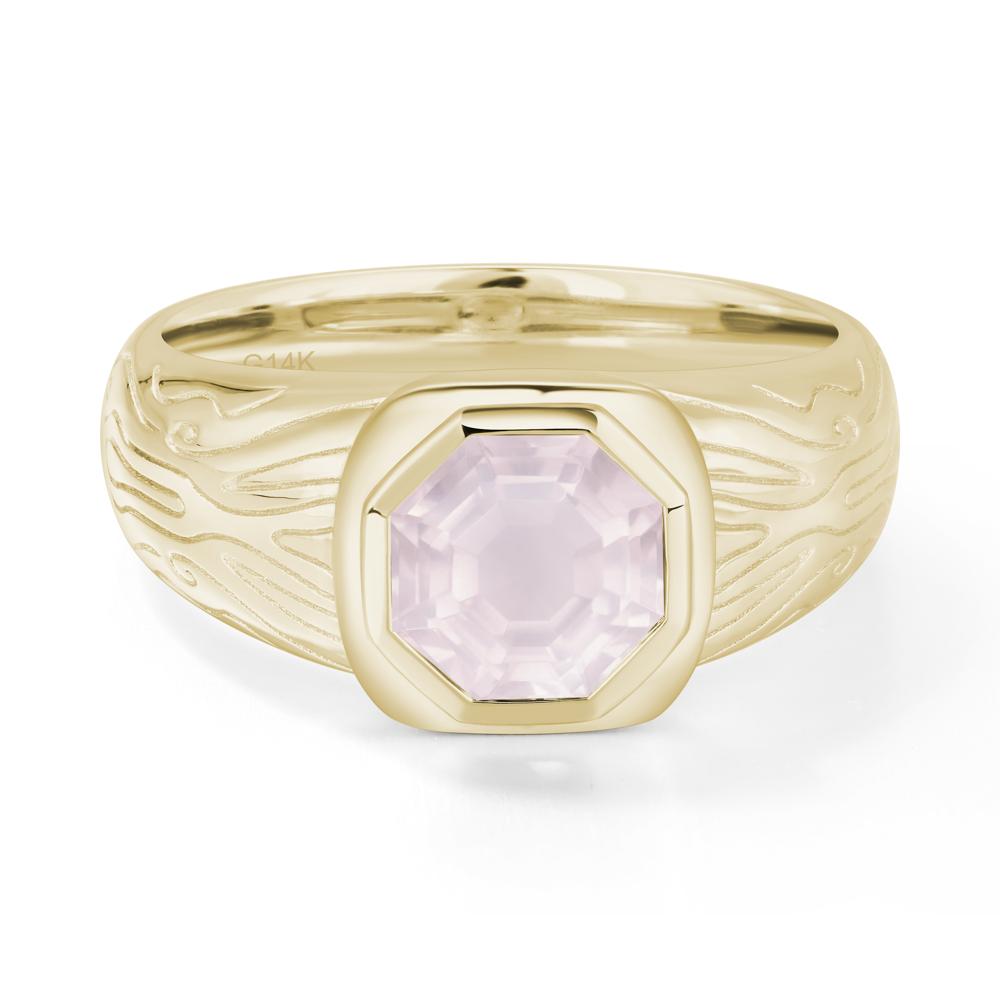 Cracked Rock Pattern Rose Quartz Ring for Men - LUO Jewelry #metal_14k yellow gold