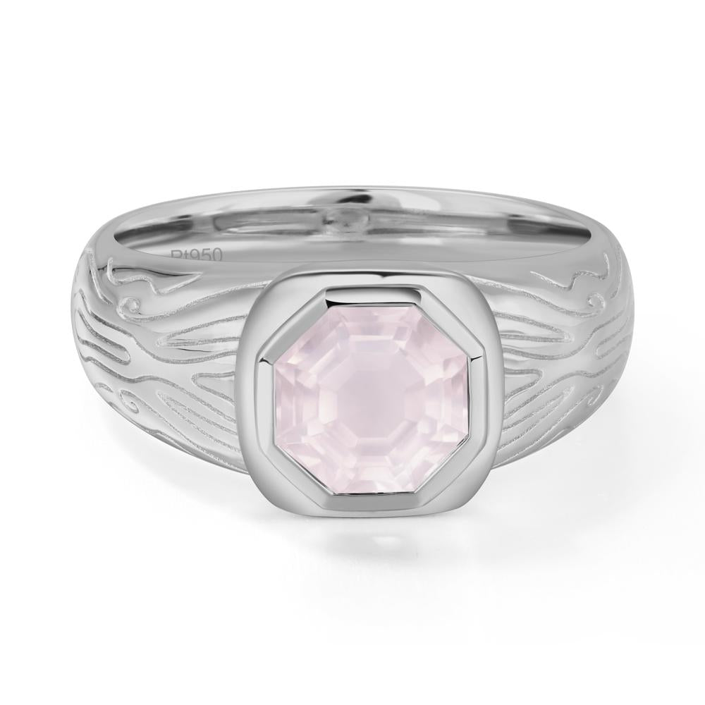 Cracked Rock Pattern Rose Quartz Ring for Men - LUO Jewelry #metal_platinum