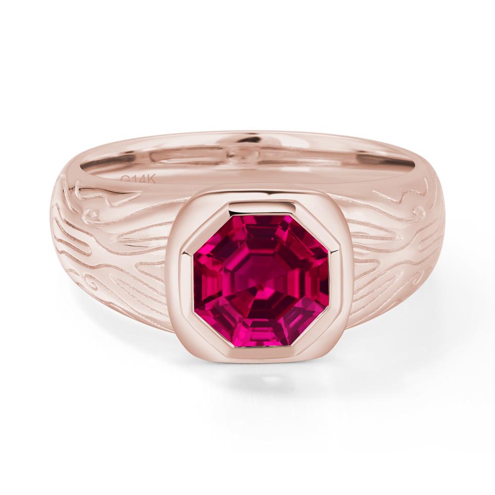 Cracked Rock Pattern Ruby Ring for Men - LUO Jewelry #metal_14k rose gold