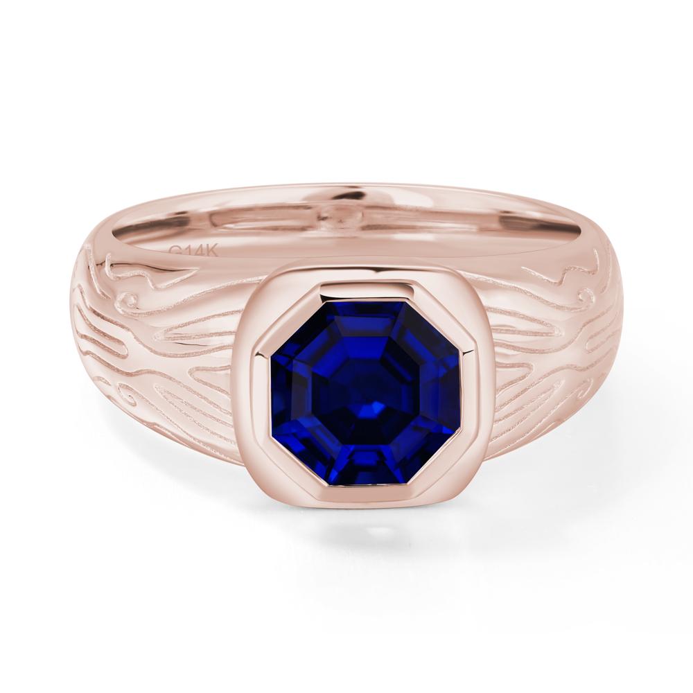 Octagon Cut Sapphire Ring for Men - LUO Jewelry #metal_14k rose gold