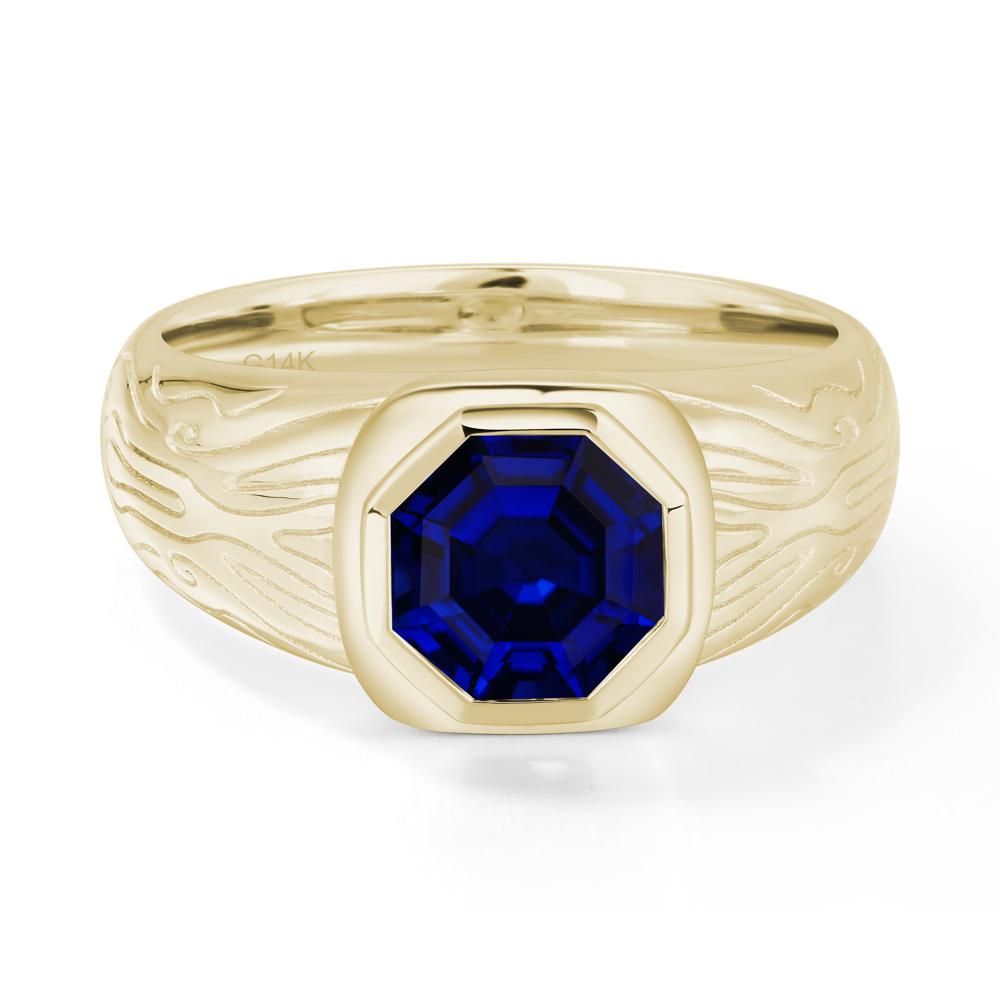 Octagon Cut Sapphire Ring for Men - LUO Jewelry #metal_14k yellow gold