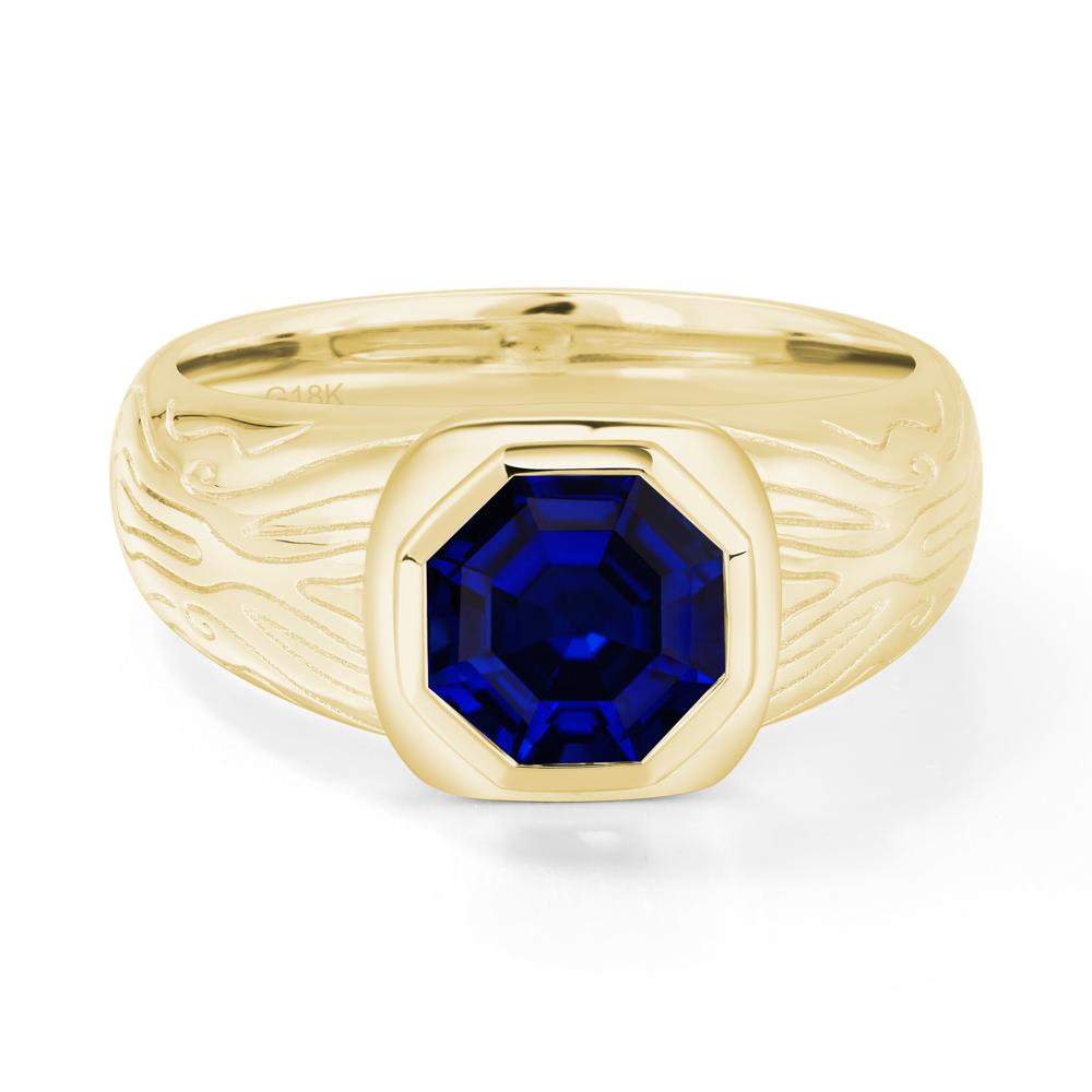 Octagon Cut Sapphire Ring for Men - LUO Jewelry #metal_18k yellow gold