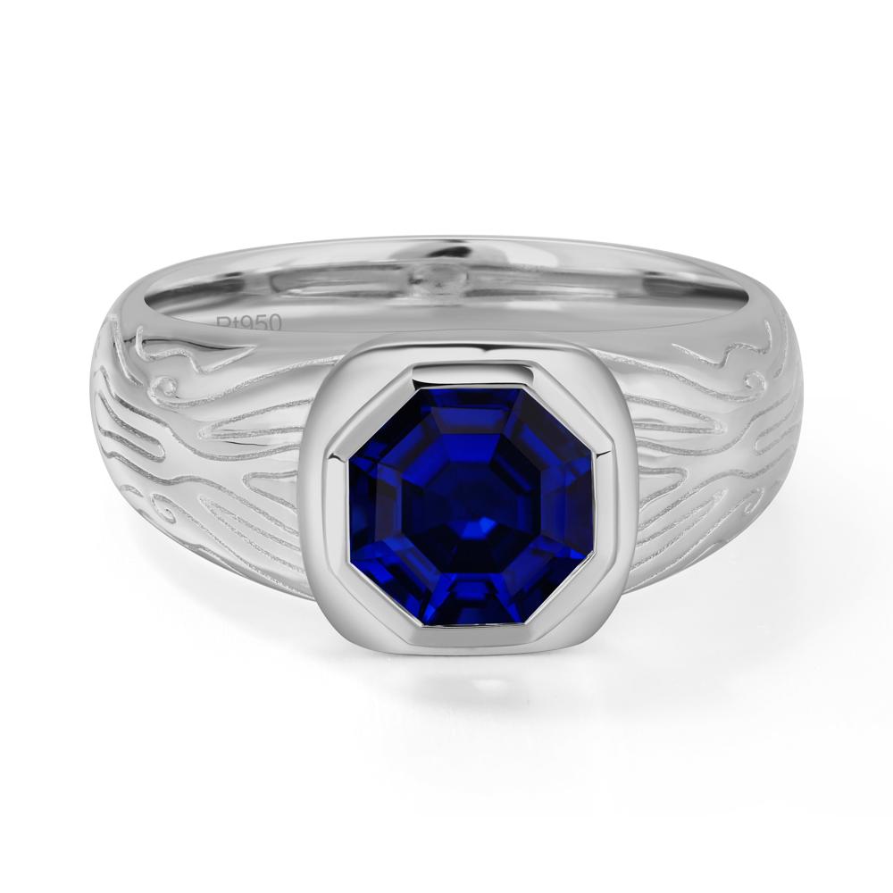 Octagon Cut Sapphire Ring for Men - LUO Jewelry #metal_platinum