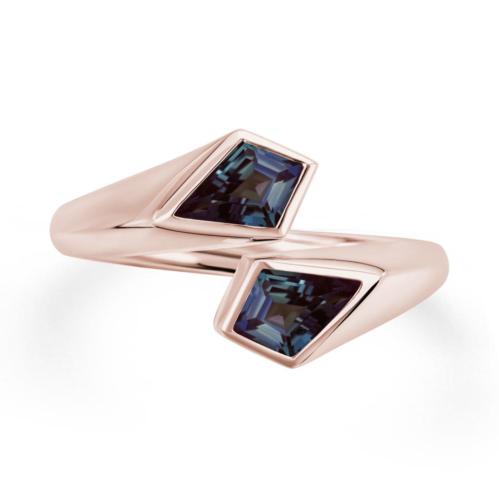 Two Stone Kite Cut Alexandrite Ring | LUO Jewelry #metal_14k rose gold