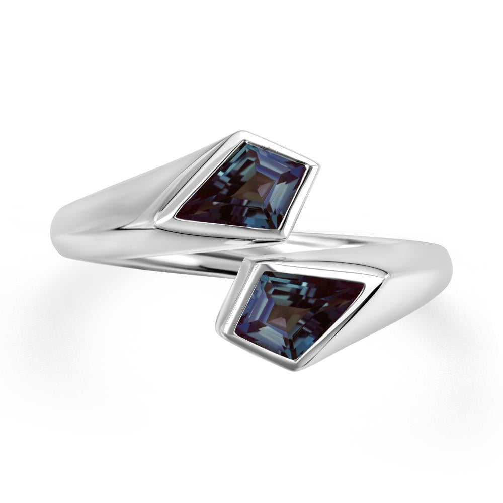 Two Stone Kite Cut Alexandrite Ring | LUO Jewelry #metal_14k white gold