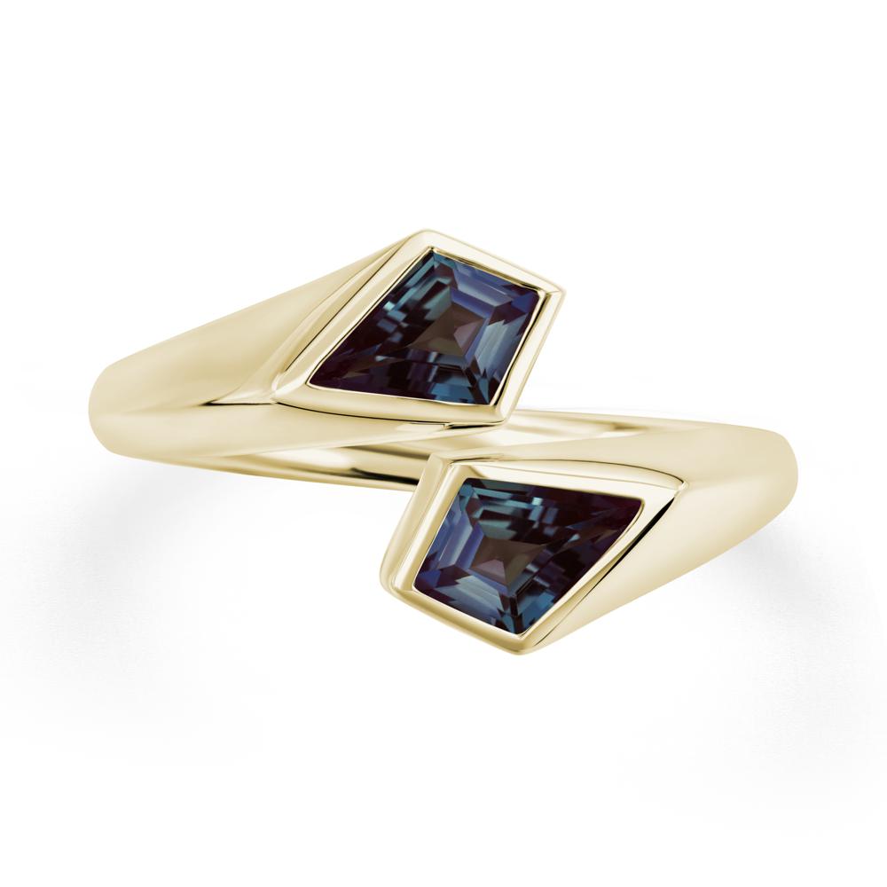 Two Stone Kite Cut Alexandrite Ring | LUO Jewelry #metal_14k yellow gold