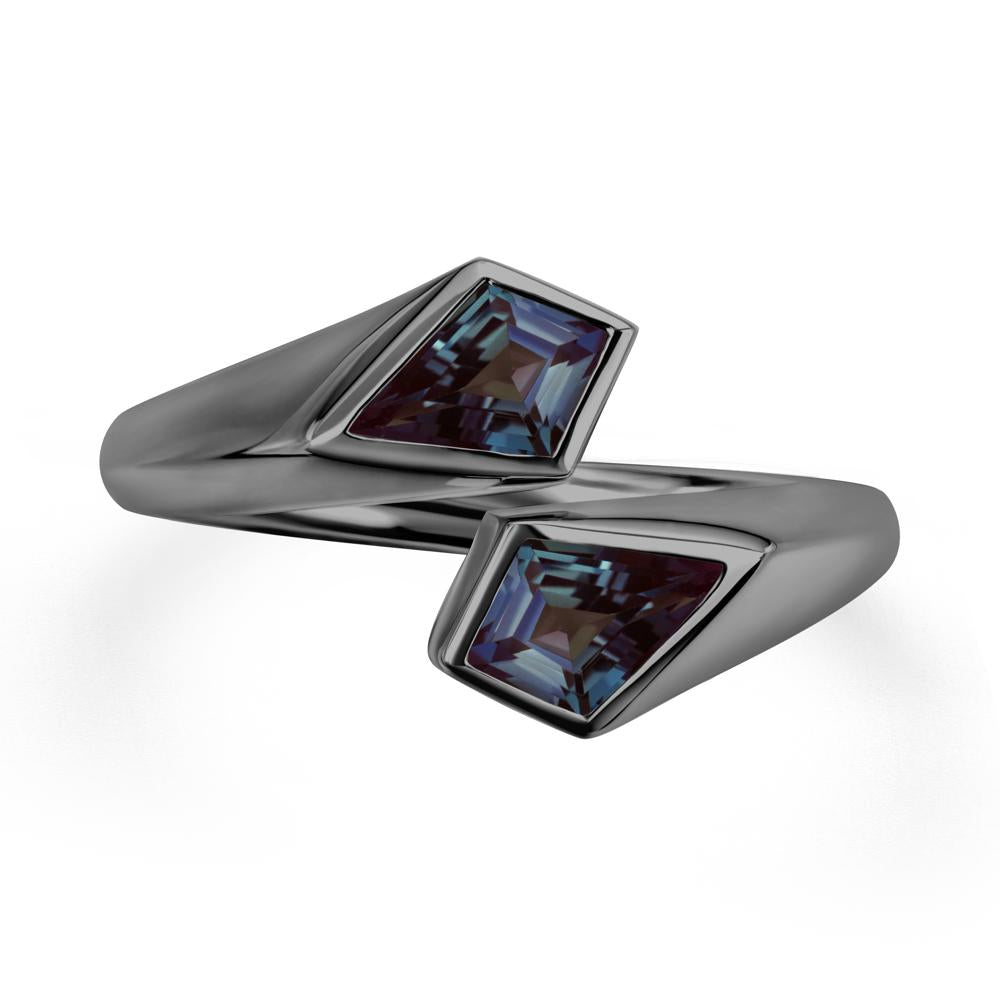 Two Stone Kite Cut Alexandrite Ring | LUO Jewelry #metal_black finish sterling silver