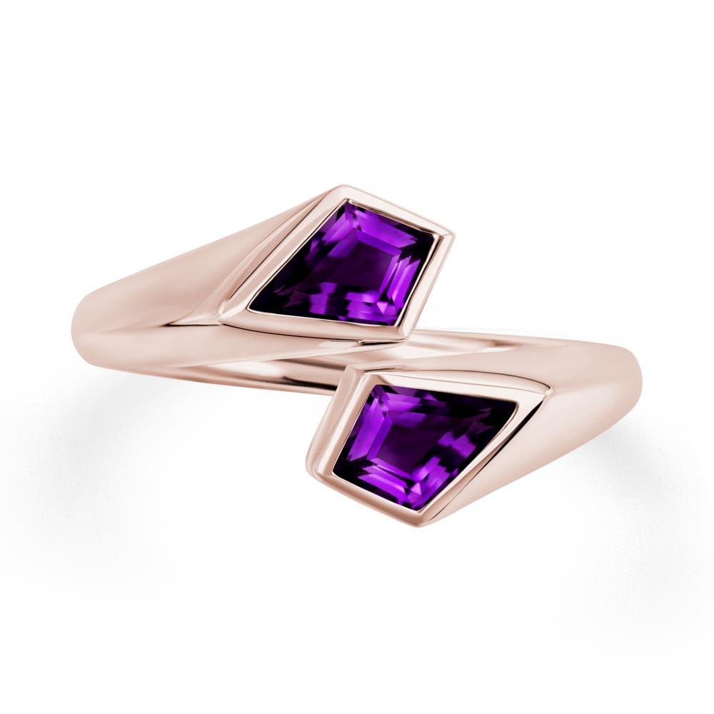 Unique Two Stone Amethyst Ring | LUO Jewelry #metal_14k rose gold