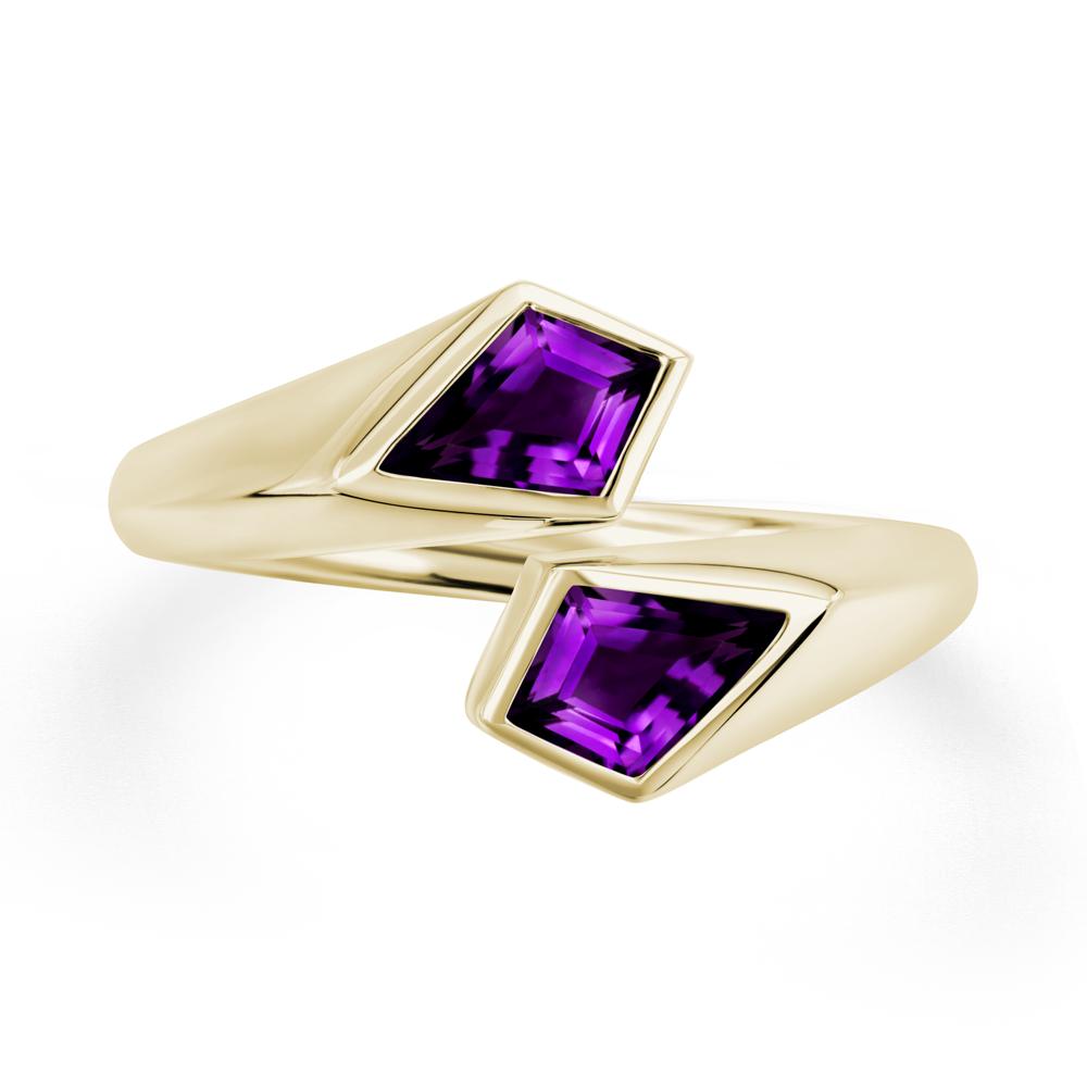 Unique Two Stone Amethyst Ring | LUO Jewelry #metal_14k yellow gold