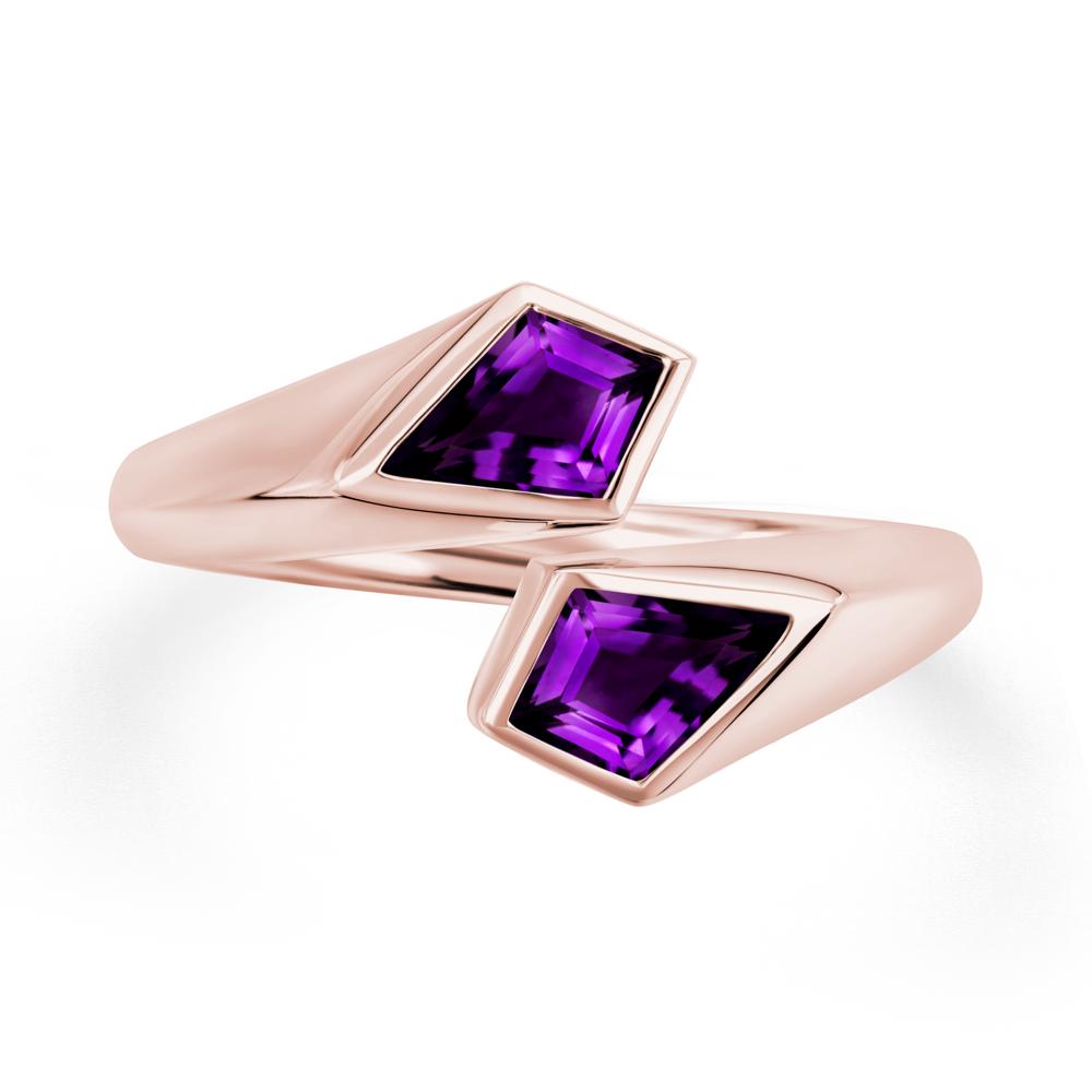 Unique Two Stone Amethyst Ring | LUO Jewelry #metal_18k rose gold