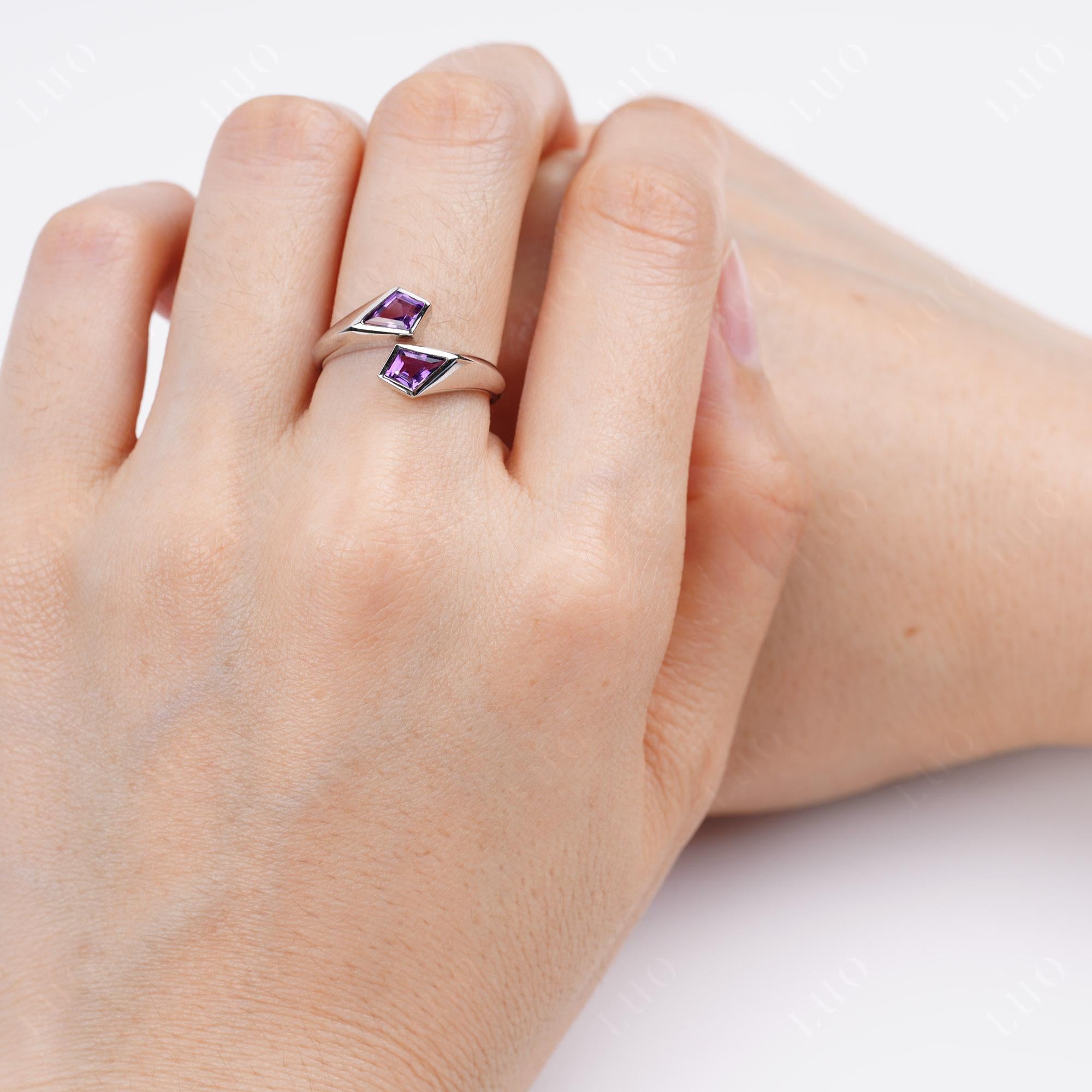 Unique Two Stone Amethyst Ring | LUO Jewelry