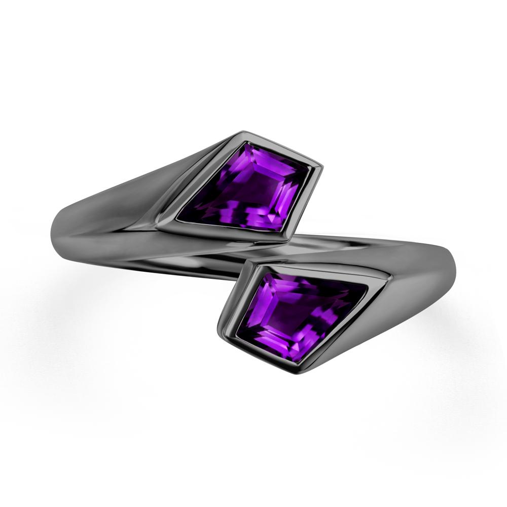 Unique Two Stone Amethyst Ring | LUO Jewelry #metal_black finish sterling silver