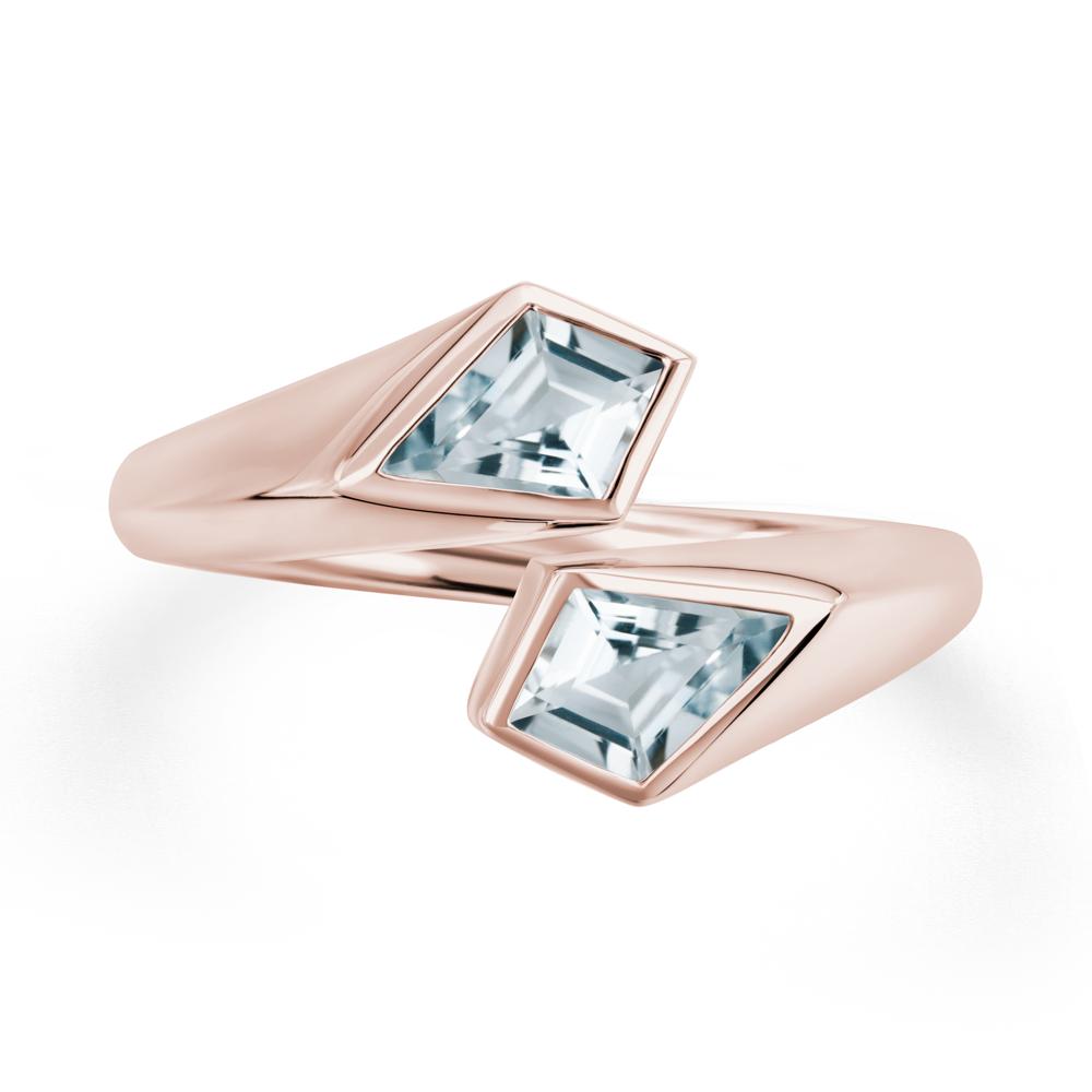 Two Stone Kite Cut Aquamarine Ring | LUO Jewelry #metal_14k rose gold