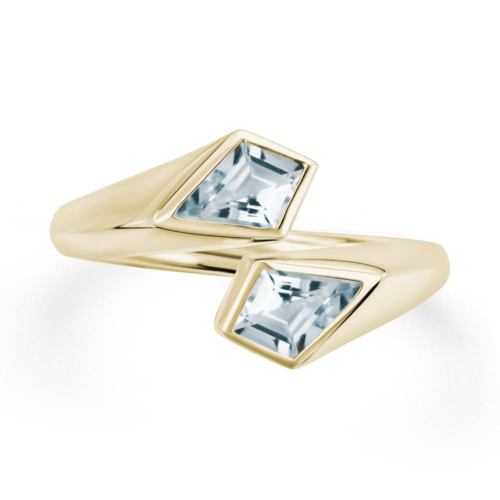 Two Stone Kite Cut Aquamarine Ring | LUO Jewelry #metal_14k yellow gold