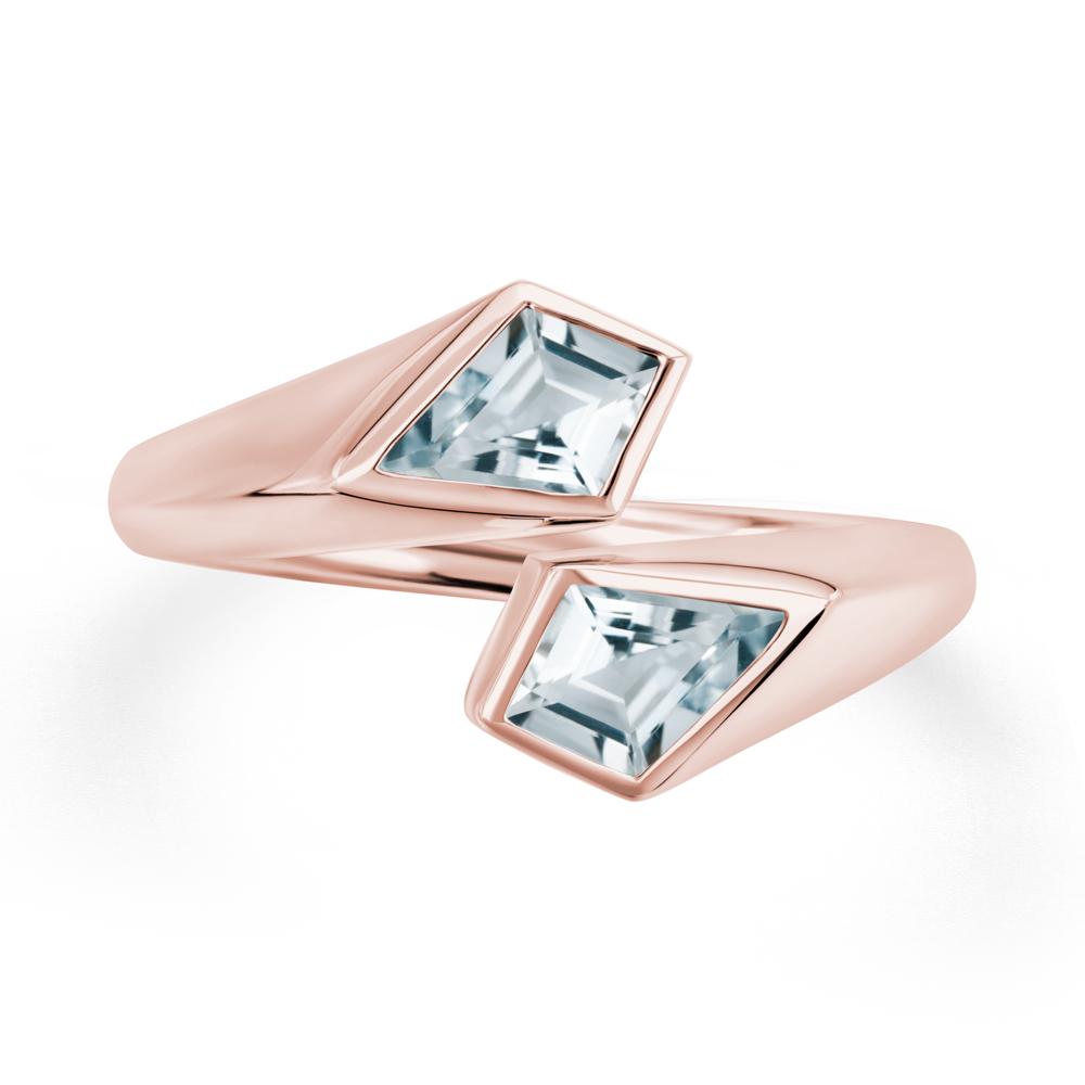 Two Stone Kite Cut Aquamarine Ring | LUO Jewelry #metal_18k rose gold