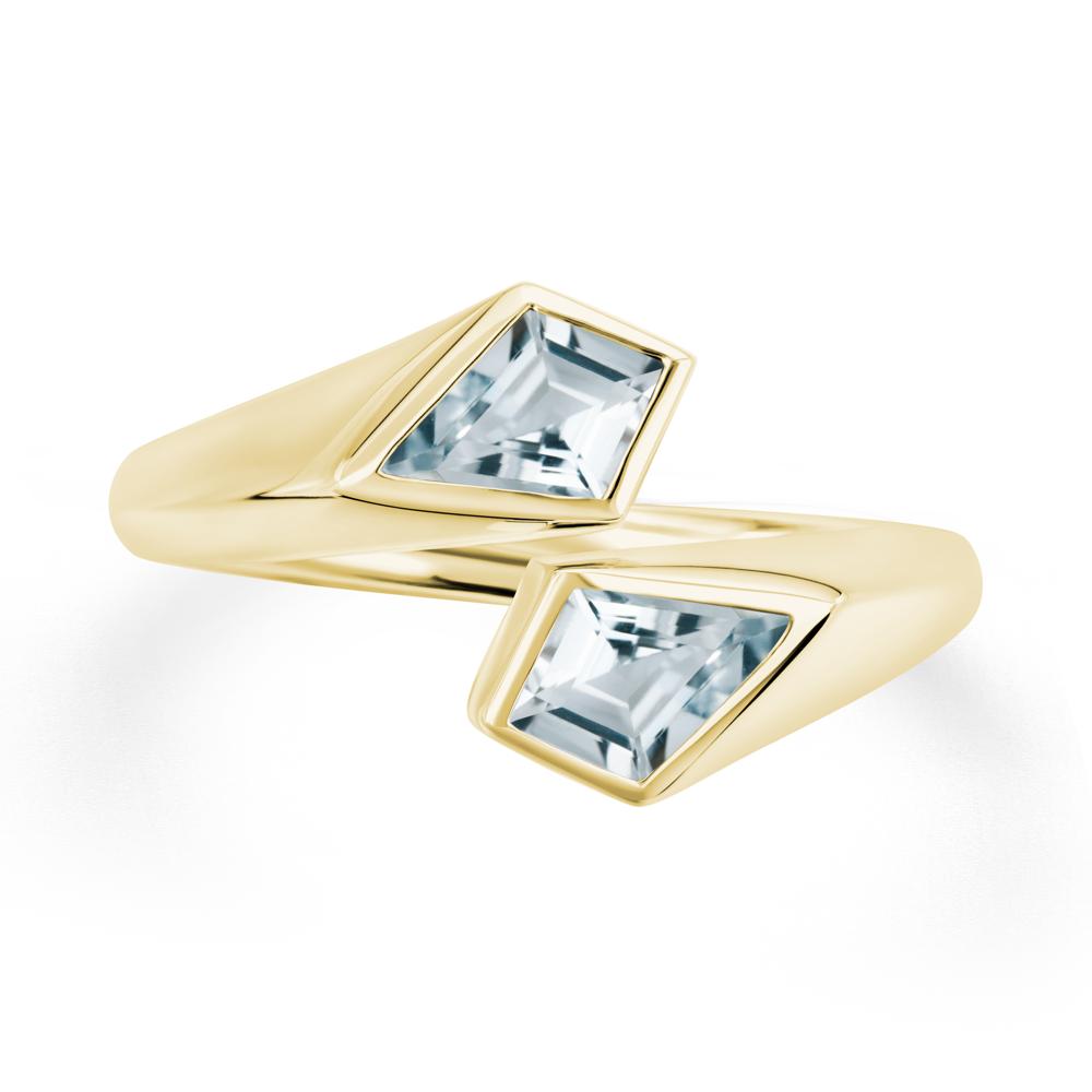 Two Stone Kite Cut Aquamarine Ring | LUO Jewelry #metal_18k yellow gold