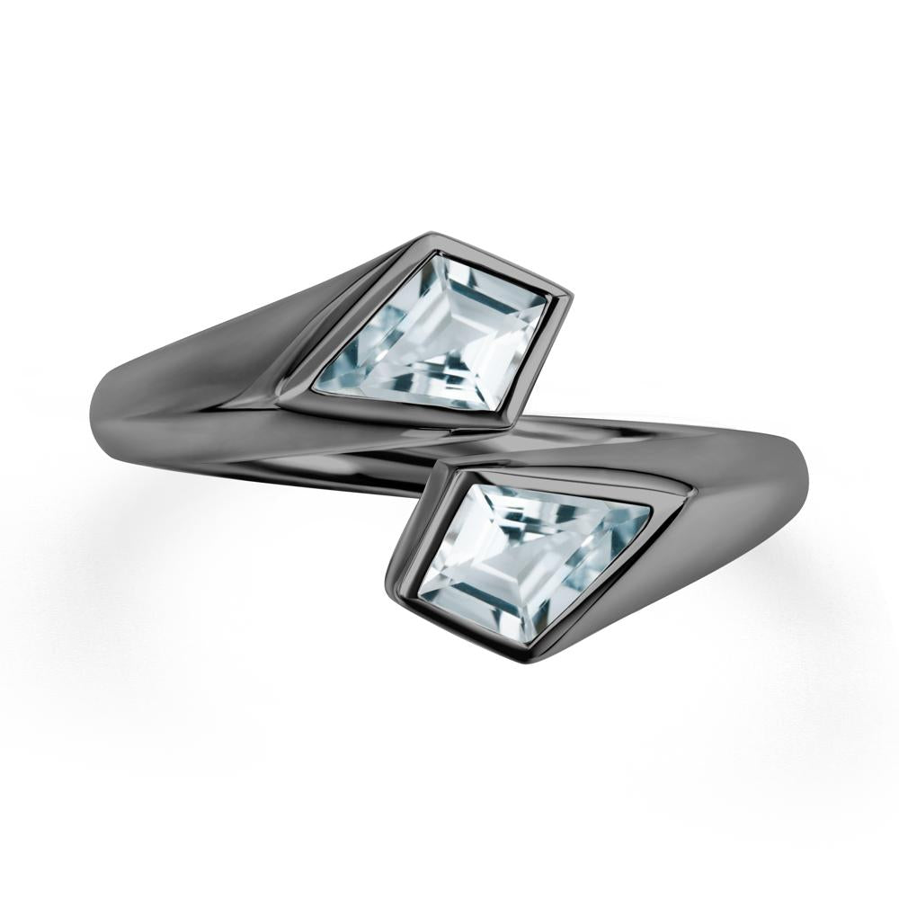 Two Stone Kite Cut Aquamarine Ring | LUO Jewelry #metal_black finish sterling silver