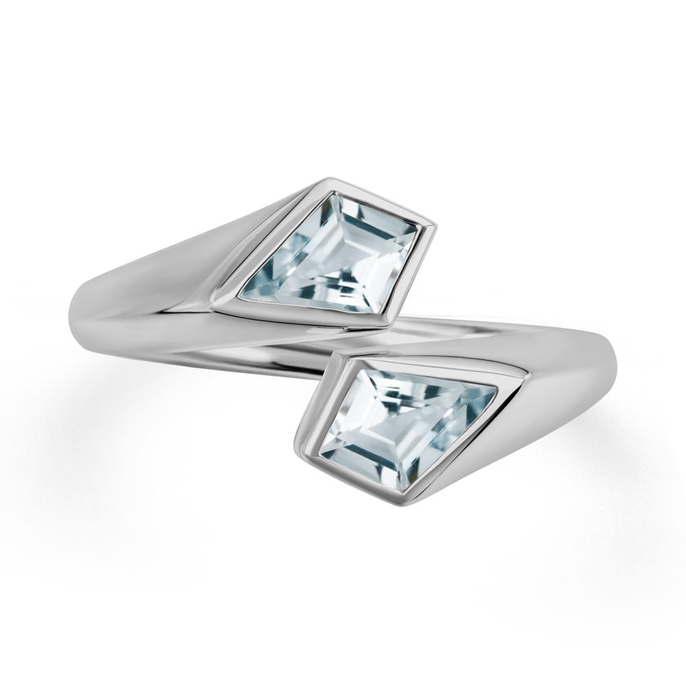 Two Stone Kite Cut Aquamarine Ring | LUO Jewelry #metal_platinum