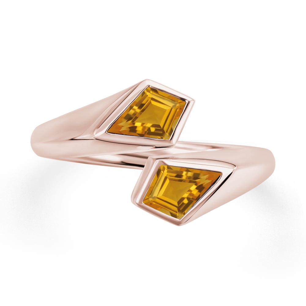 Unique Two Stone Citrine Ring | LUO Jewelry #metal_14k rose gold