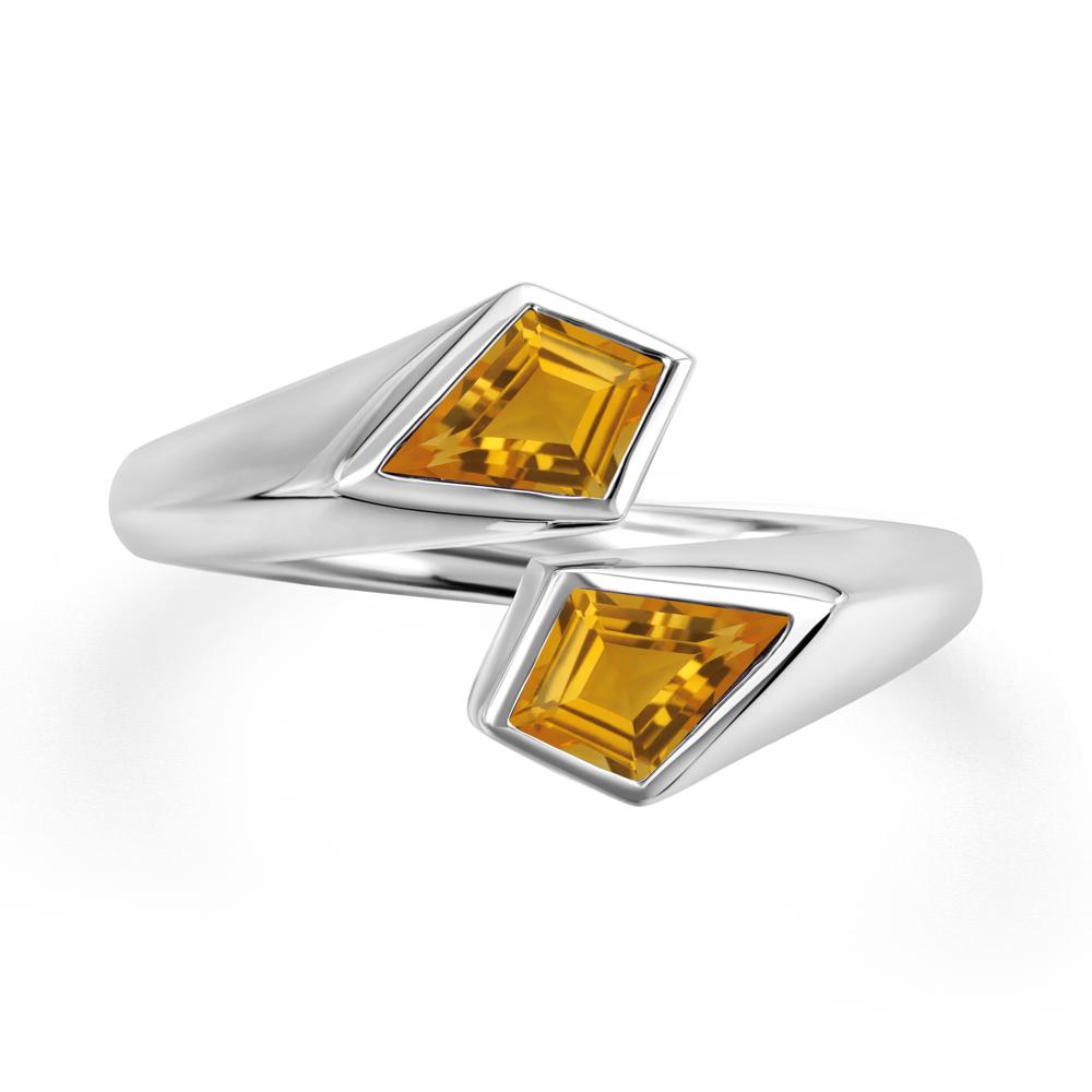 Unique Two Stone Citrine Ring | LUO Jewelry #metal_14k white gold