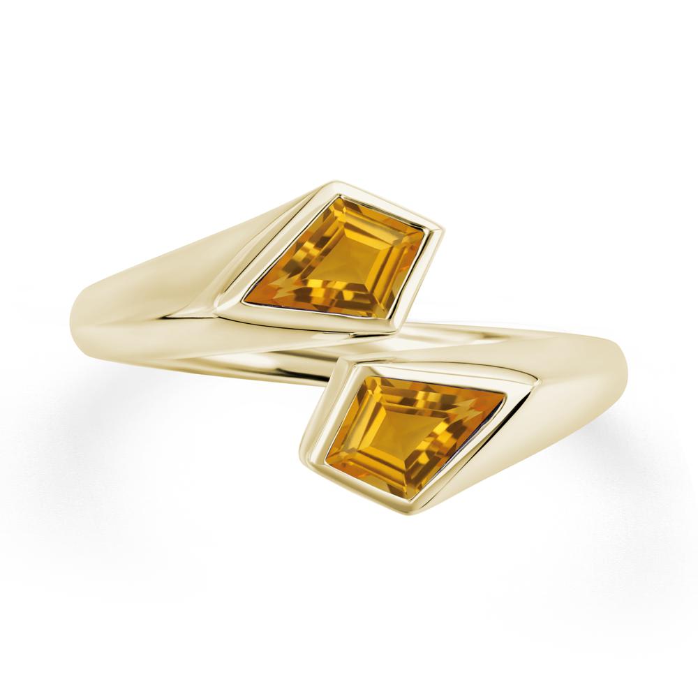 Unique Two Stone Citrine Ring | LUO Jewelry #metal_14k yellow gold