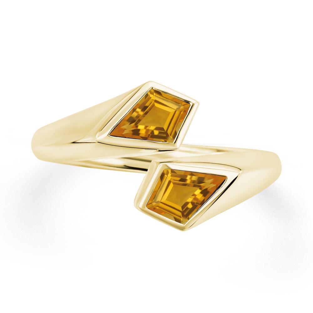 Unique Two Stone Citrine Ring | LUO Jewelry #metal_18k yellow gold