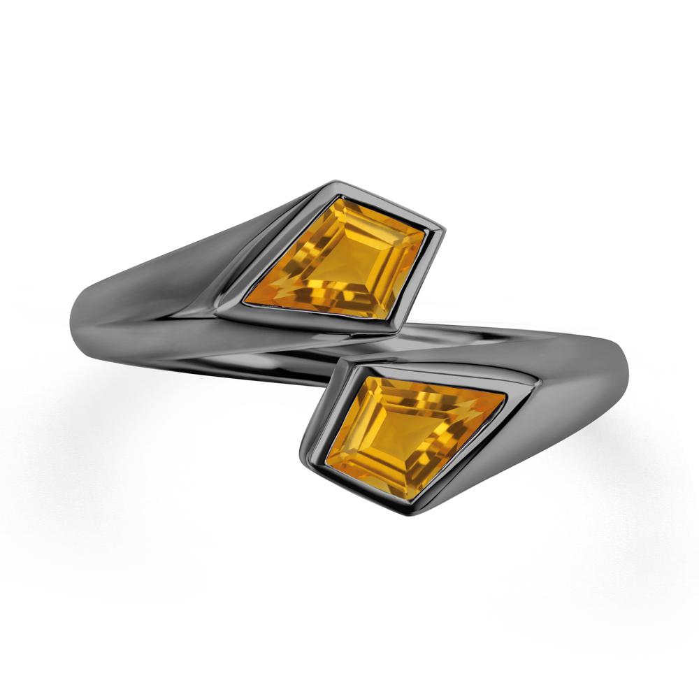 Unique Two Stone Citrine Ring | LUO Jewelry #metal_black finish sterling silver