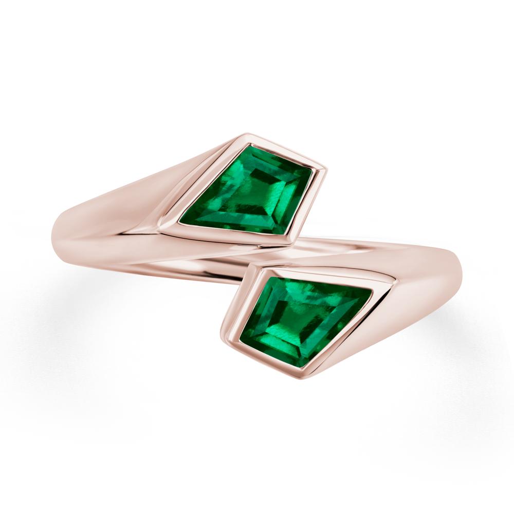 Two Stone Kite Cut Emerald Ring | LUO Jewelry #metal_14k rose gold