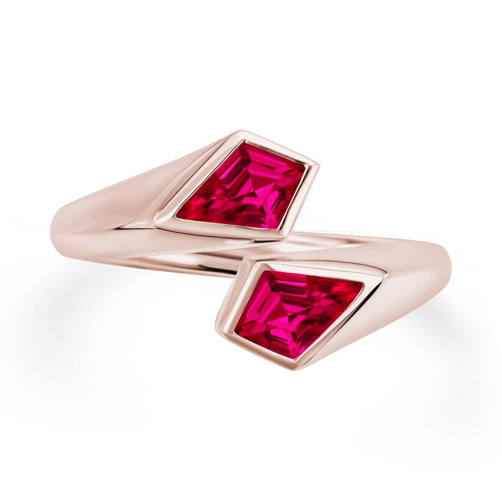 Unique Two Stone Ruby Ring | LUO Jewelry #metal_14k rose gold