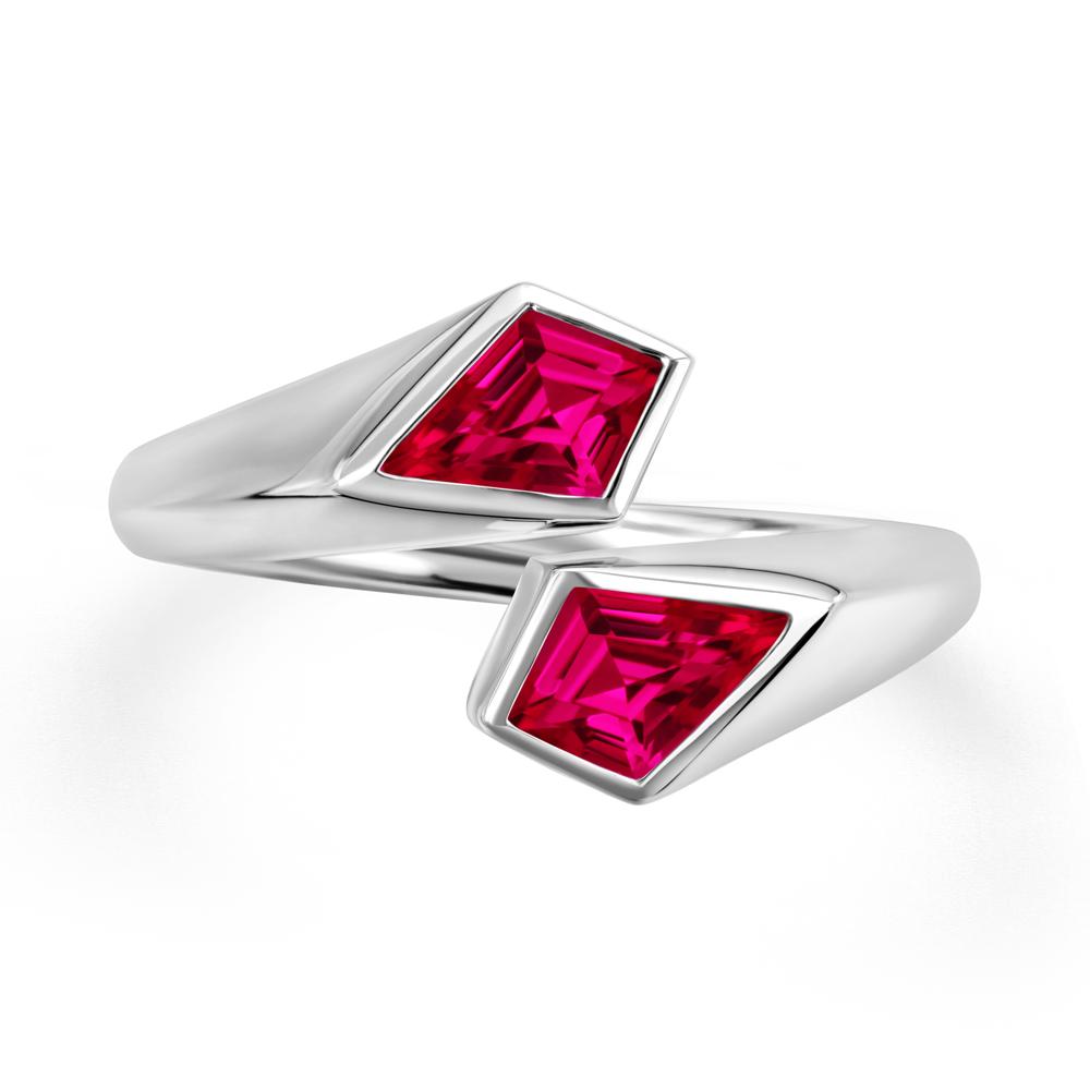 Unique Two Stone Ruby Ring | LUO Jewelry #metal_14k white gold