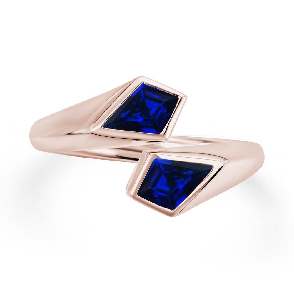 Two Stone Kite Cut Sapphire Ring | LUO Jewelry #metal_14k rose gold