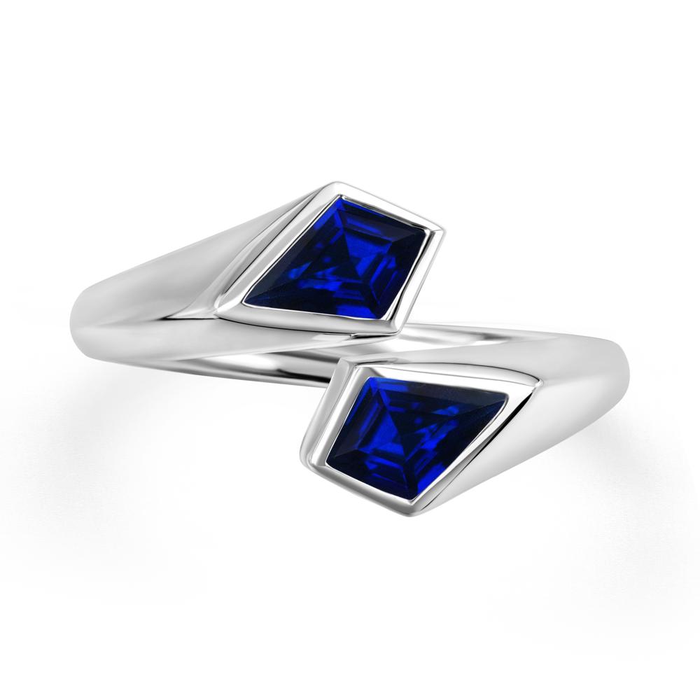 Two Stone Kite Cut Sapphire Ring | LUO Jewelry #metal_14k white gold