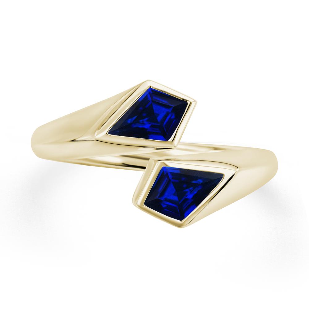 Two Stone Kite Cut Sapphire Ring | LUO Jewelry #metal_14k yellow gold