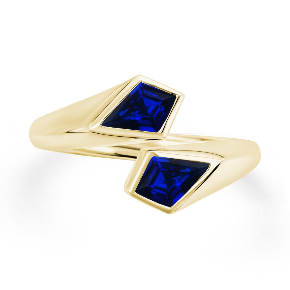 Two Stone Kite Cut Sapphire Ring | LUO Jewelry #metal_18k yellow gold