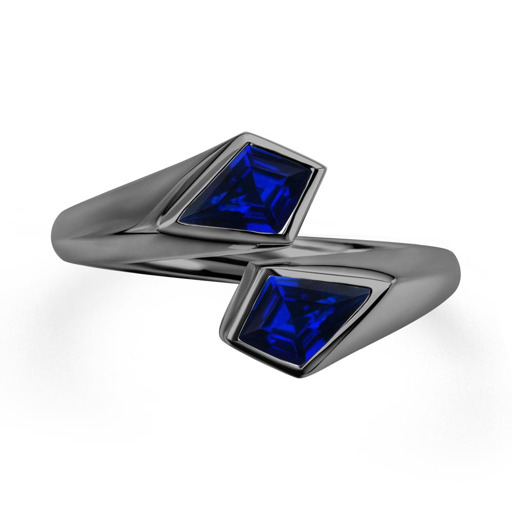 Two Stone Kite Cut Sapphire Ring | LUO Jewelry #metal_black finish sterling silver