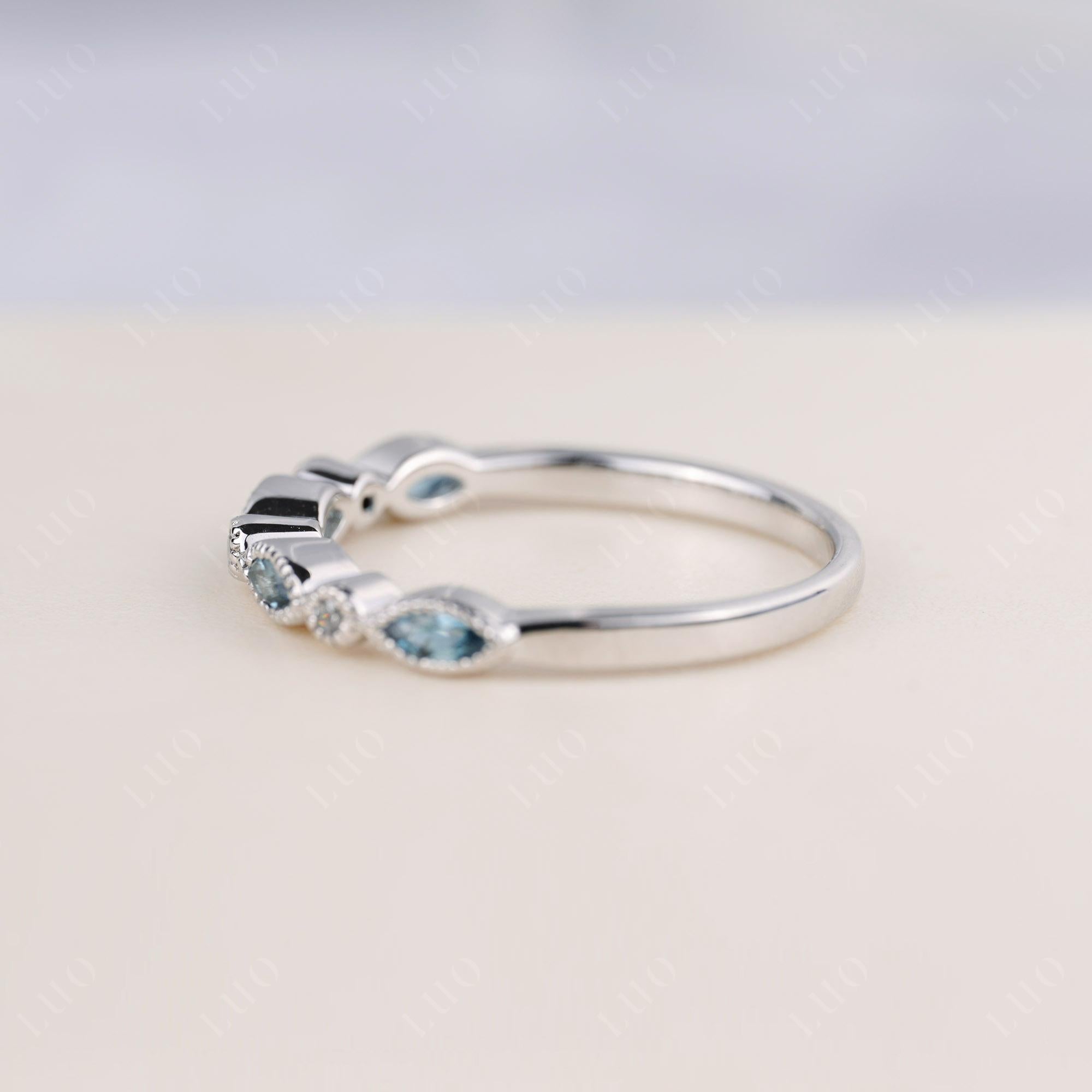 London Blue Topaz Milgrain Band Ring - LUO Jewelry 