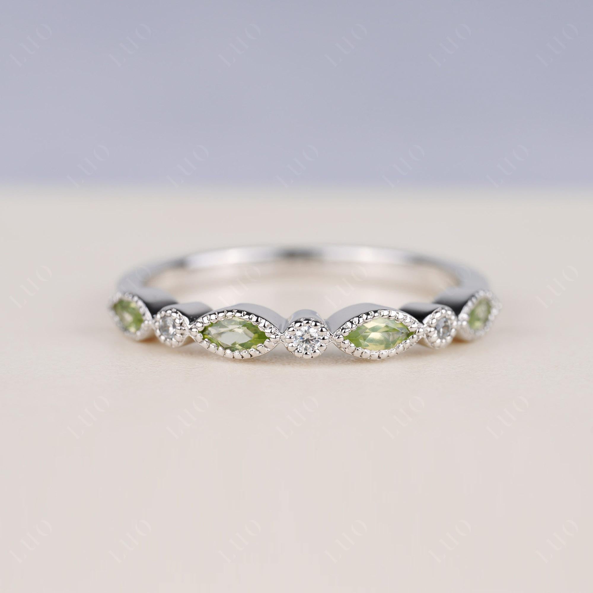 Peridot Milgrain Band Ring - LUO Jewelry 