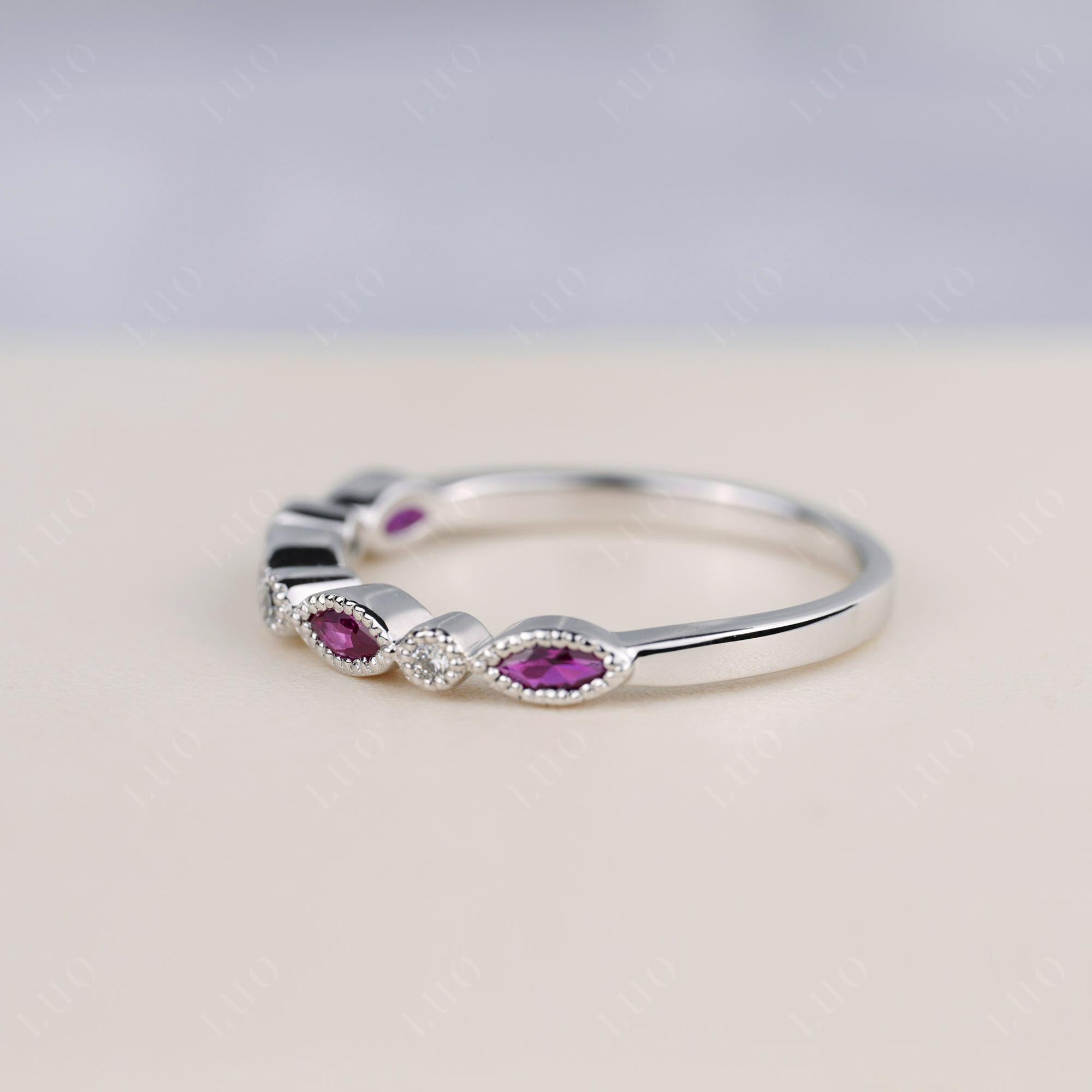 Ruby Milgrain Band Ring - LUO Jewelry 