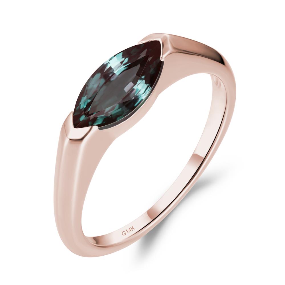 East West Marquise Cut Alexandrite Ring - LUO Jewelry #metal_14k rose gold