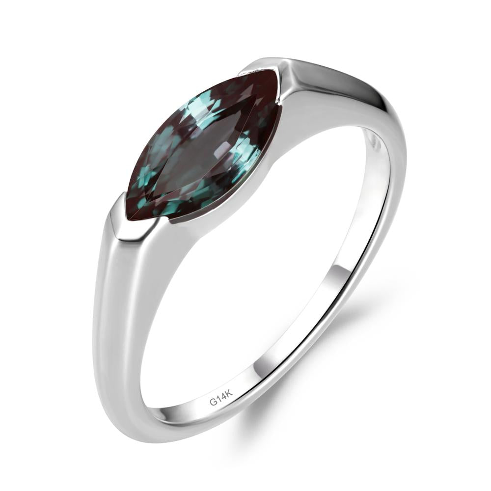 East West Marquise Cut Alexandrite Ring - LUO Jewelry #metal_14k white gold