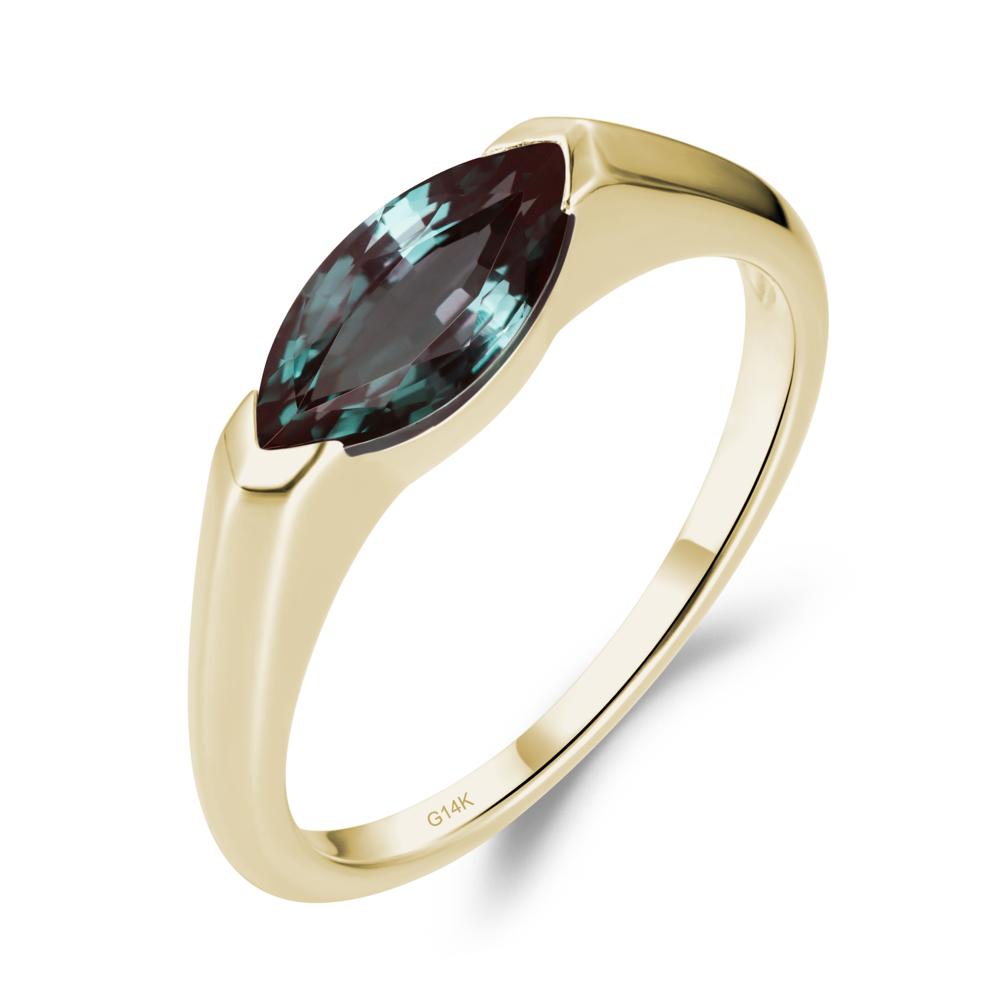 East West Marquise Cut Alexandrite Ring - LUO Jewelry #metal_14k yellow gold