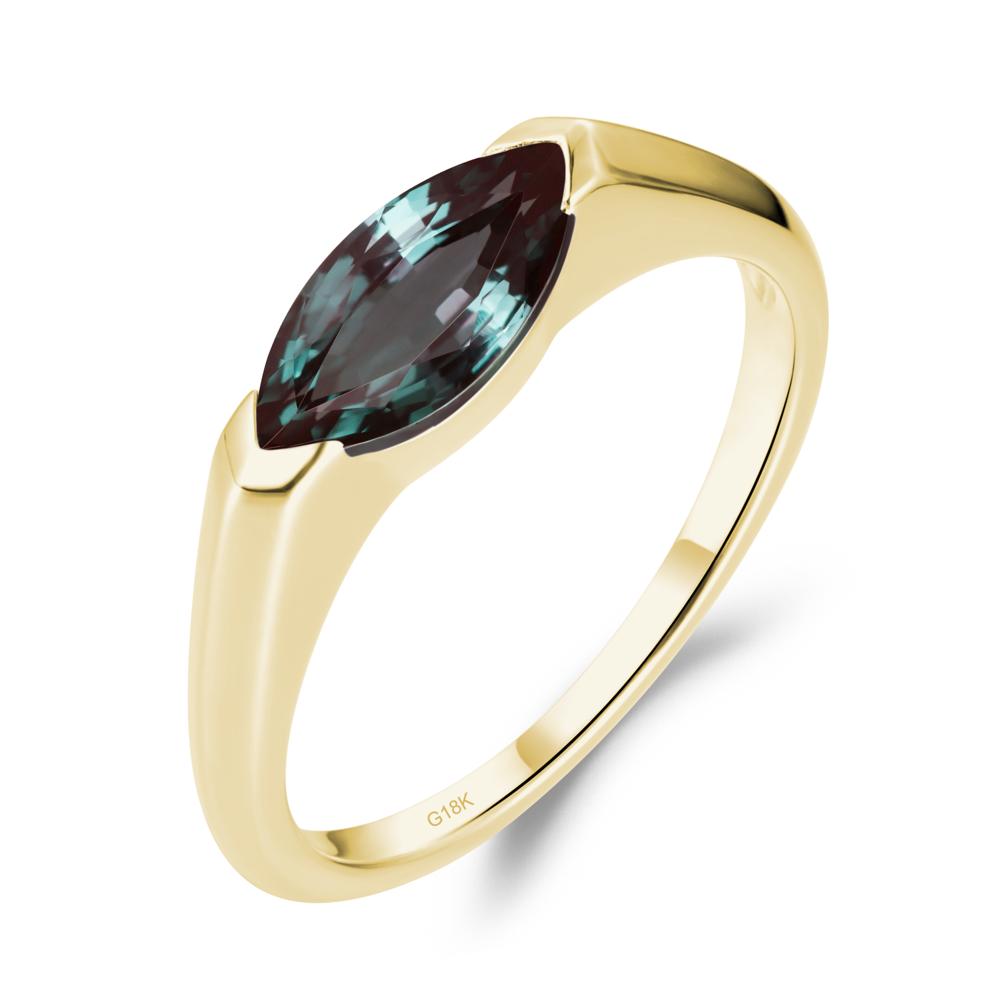 East West Marquise Cut Alexandrite Ring - LUO Jewelry #metal_18k yellow gold